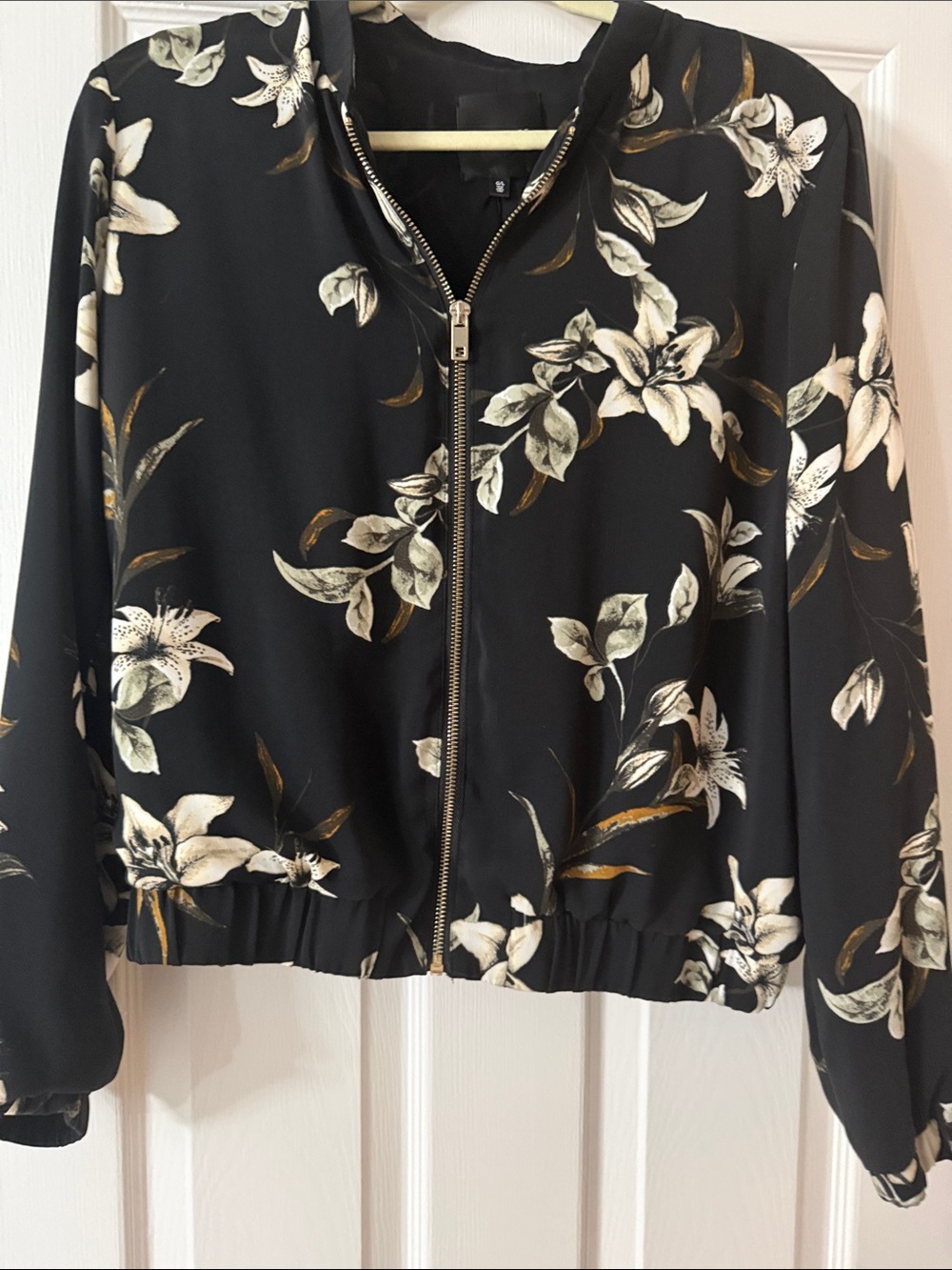 Dynamite Black Floral Zip Bomber Jacket